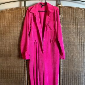 Wild Fable bright pink corduroy short sleeve jumpsuit size L
